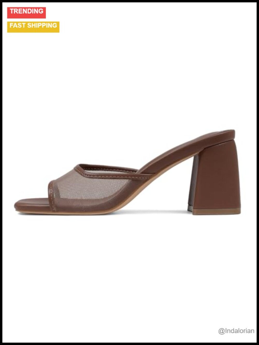 Mesh Block Heel Sandals Women Square Toe Slip On Mule Dressy Shoes